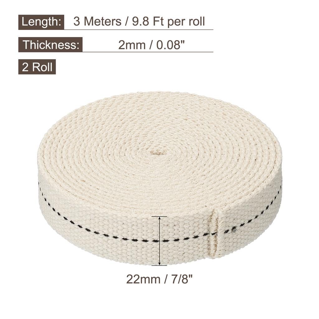 2 Roll Oil Lamp Wick Cotton Lanterns Wick with Black Stitch for Kerosene Burner Lighting  13/15/20/22/25mm Flat 6.5/10 Foot