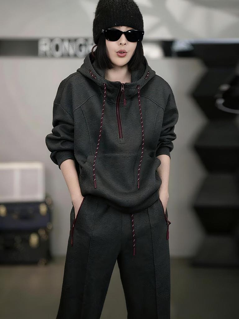 European 2025 Winter Women's Casual Hoodie & Wide-Leg Pants Set