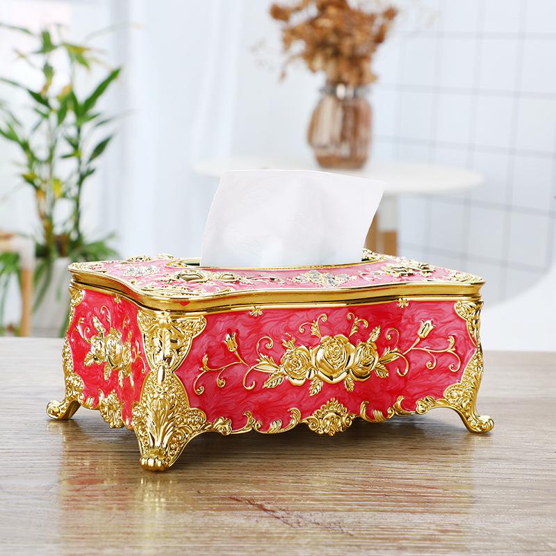 Servilletero Grande Dorado - Creativa Caja de Papel de Plástico de Escritorio para el Hogar