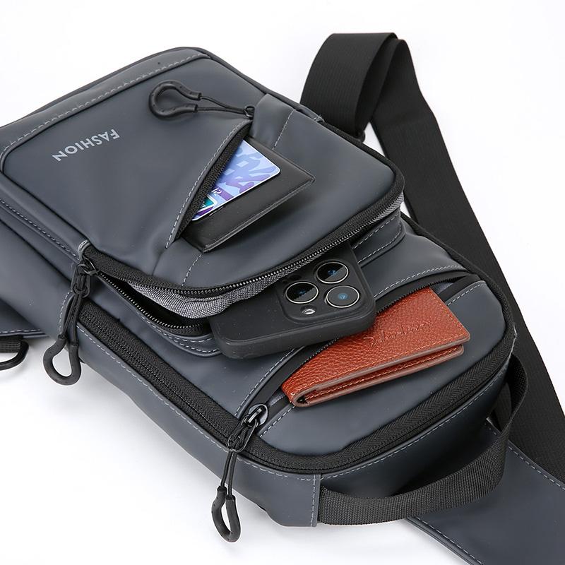 Męska torba crossbody w jednolitym kolorze, sportowa torba na klatkę piersiową na zewnątrz, torba na ramię o dużej pojemności dla dojeżdżających do pracy