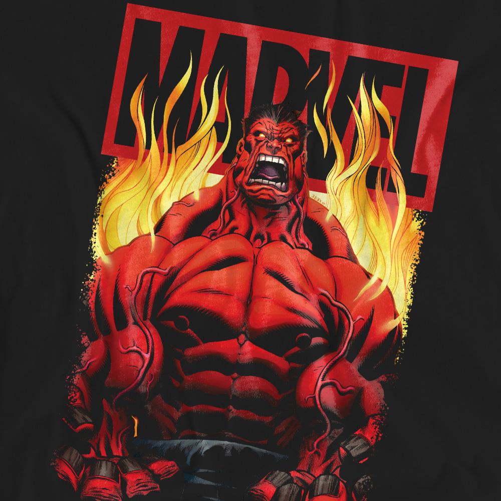 Marvel Unisex Adult Red Hulk Fire T-Shirt