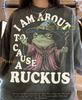 I Am About To Cause A Ruckus Frog Wizard Comfort Colors® Tshirt, Grumpy Toad Magic Sorcerer Funny Animal Fantasy Humor Tee