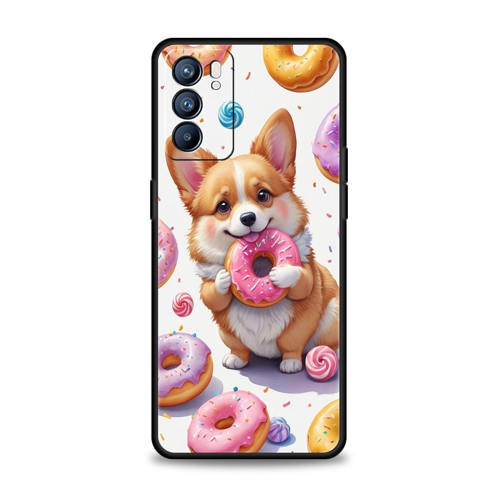 Cute Corgi Dog Phone Case For Oppo A17 A31 A54 A57 A78 A79 A98 Find X5 X6 Reno 6 7 8 10 11 12 13 F Pro 5G Soft TPU Cover Fundas