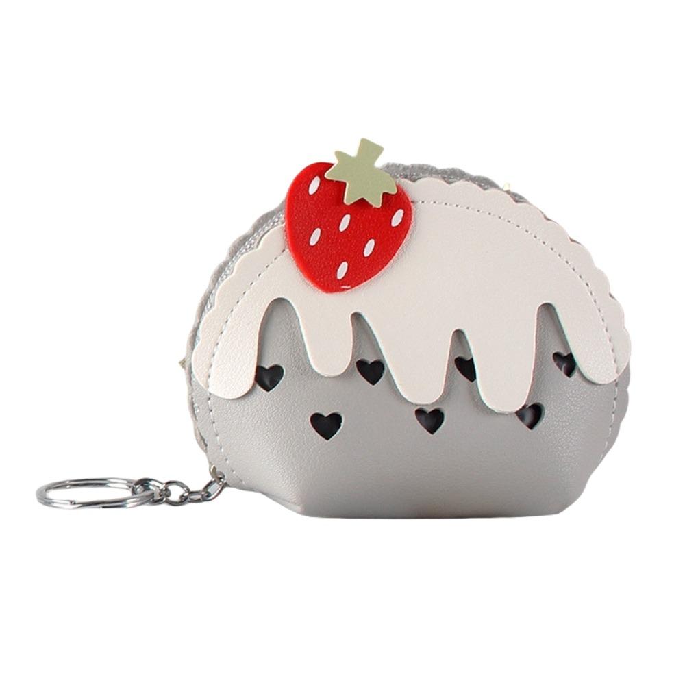 

Strawberry Mini Leather Bag Ice Cream Card Holder Fashion Keyring Pendant Gifts сірий