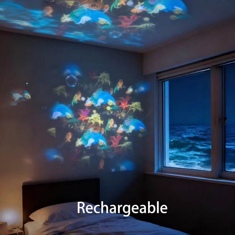 

Ocean Projector Night Light for Kids Dynamic Rotating LED Projector Light Snowflake Atmosphere Lamp Bedroom Gift Christmas Decor