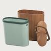 Wooden Oval Waste Bins Creativity with Lid Storage Small Cleaning Trash for Office Household