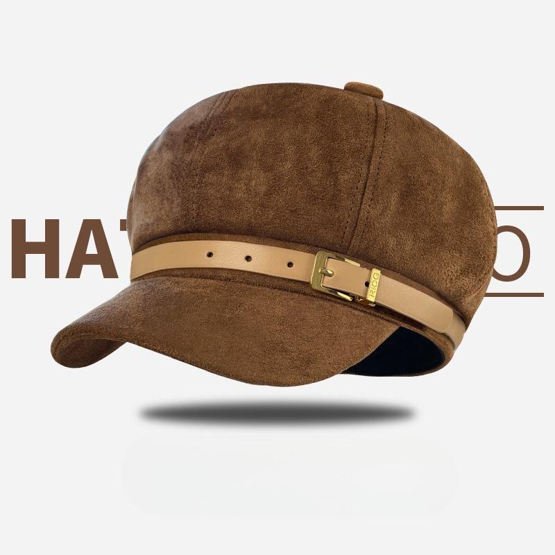 

Maillard Retro Belt Octagon Hat Women s Winter Warm Suede Beret Three Dimensional Stylish Artistic Painter Hat 54-59cm