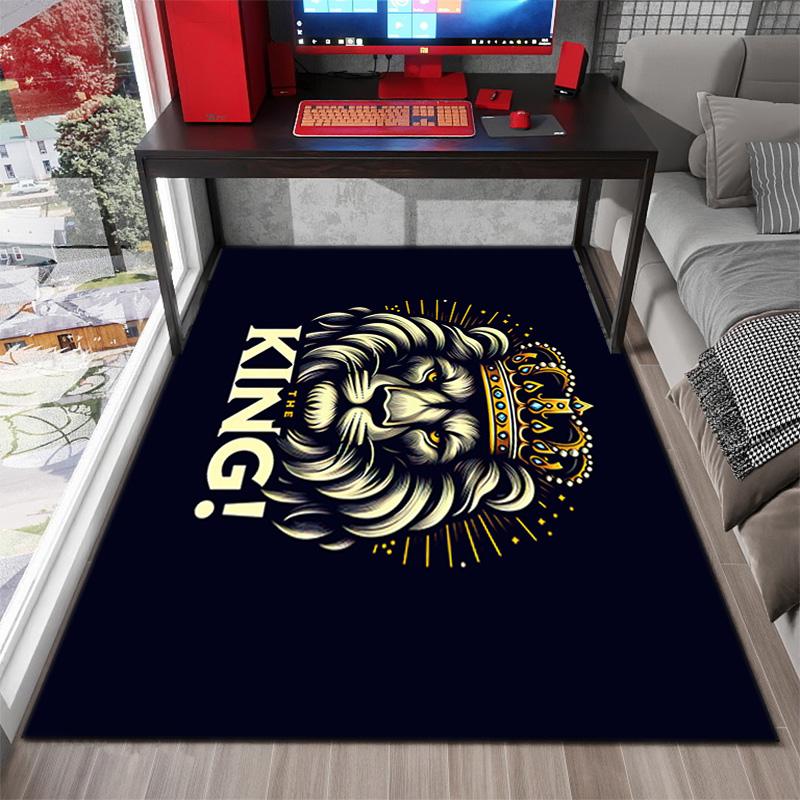 Tappeto Tappetino Stampato con Motivo Leone 1Pz per Soggiorno Camera da Letto Casa Decorazione Divano, Tappetino Antiscivolo Tappetino per Pavimento