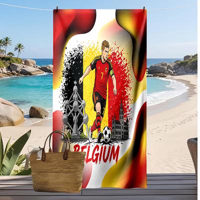 Belgijos futbolo spaudinio paplūdimio rankšluostis, greitai džiūstantis, super sugeriantis, minkštas vonios rankšluostis plaukimui, paplūdimiui, kelionėms, gerbėjų suvenyras, dovana