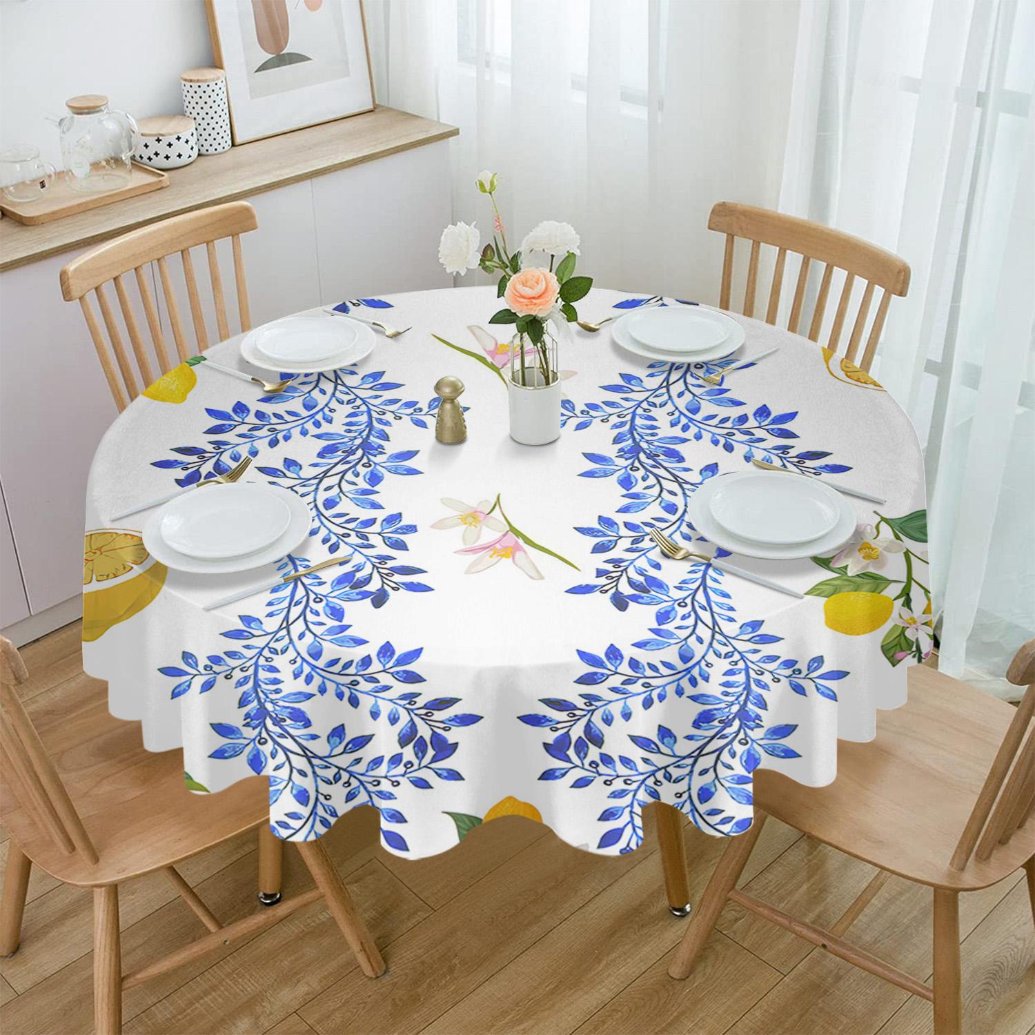

Винтажная круглая скатерть с листьями лимона, водонепроницаемая скатерть для украшения свадебной вечеринки, крышка обеденного стола