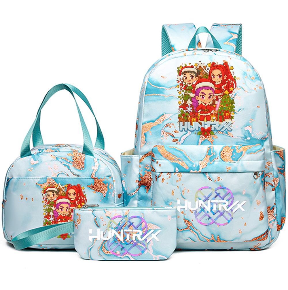 3Pcs/set Christmas Kpop Printed Backpack with Handbag Pencil Case for Teenager Student Girl Boy Bookbag Schoolbag Large Capacity Travel Bag Kid Gift