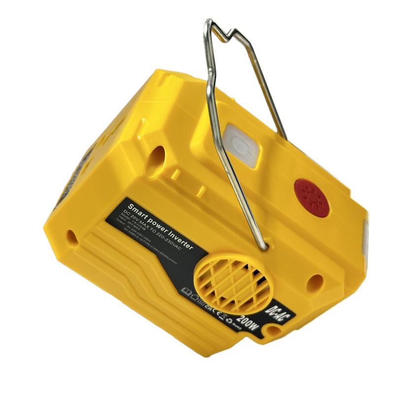 200W Power Inverter For Makita/Dewalt/Milwaukee/Bosch 18V To AC 120/220V Battery Inverter with USB And Type-C ,LED Light