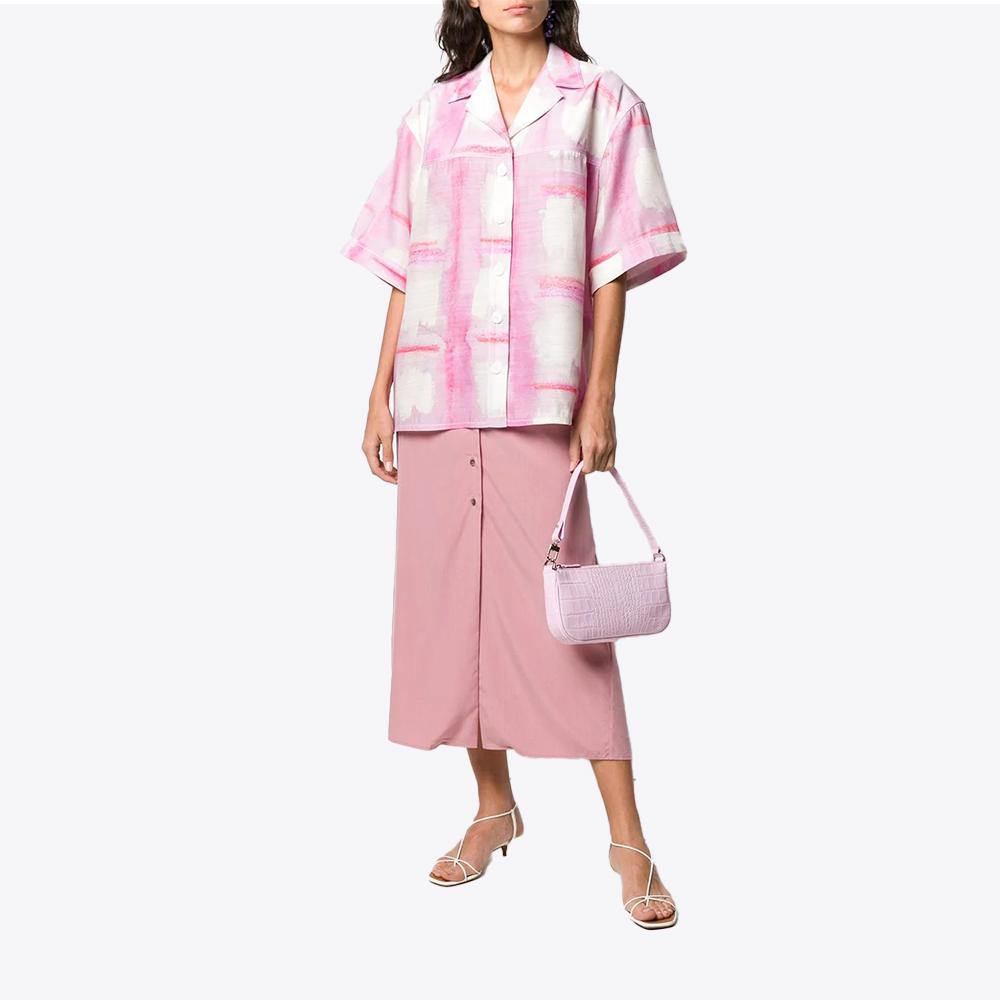 By Far Rachel Vintage Crocodile Pattern Solid Color Zipper Closure Leather Underarm Shoulder Bag Women bags Pink 20CRRCLSPIDMED