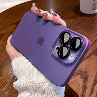 Fialové kovové sklo Ochranné matné pouzdro na fotoaparát pro Iphone 14 13 12 11 Pro Max 14plus Translucent Ultra Thin Cover Coque Skin