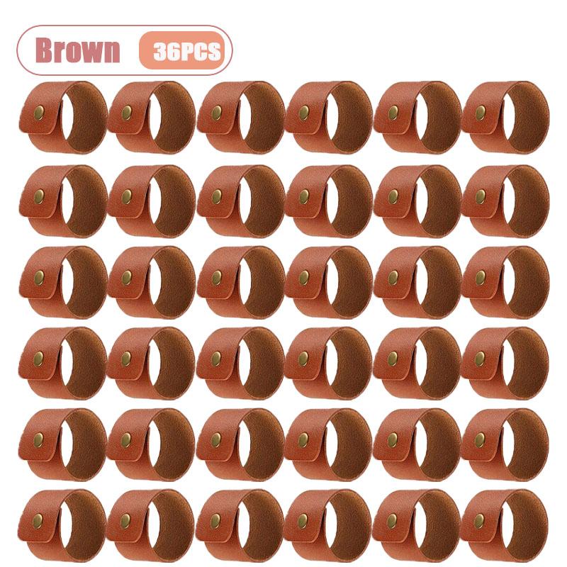 6-36PCS Vintage Leather Napkin Ring Harvest Thanksgiving Table Decorations for Farmhouse Wedding Banquet and Home Dining Room
