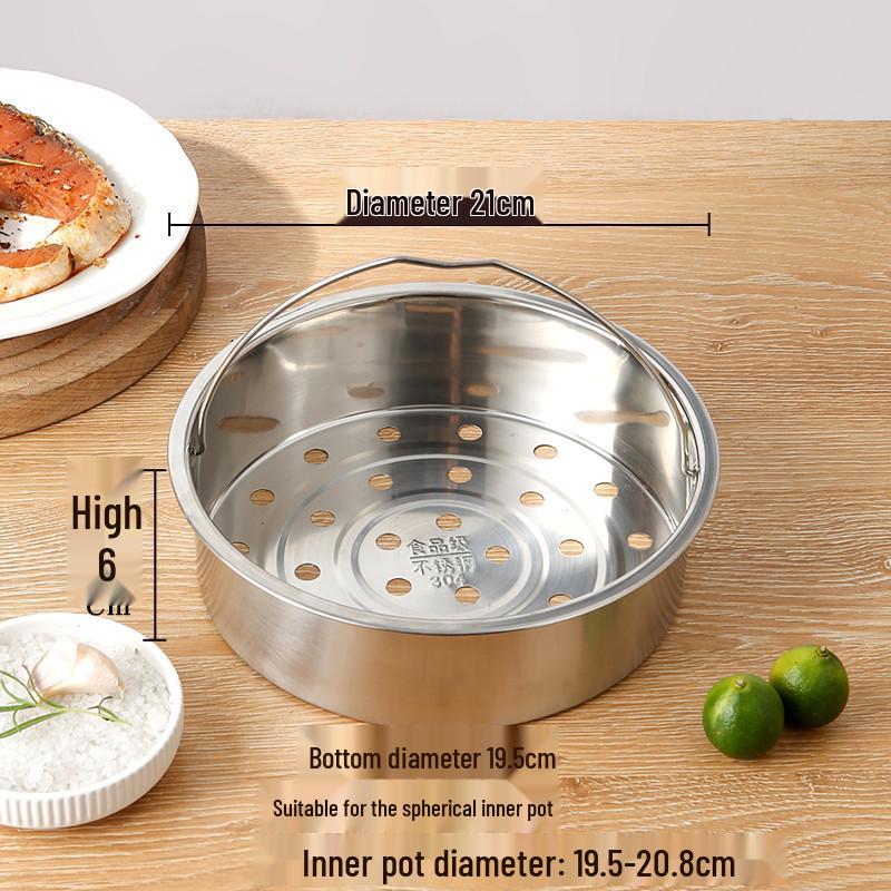 Universal 304 Stainless Steel Steamer Basket with Small and Large Holes, Non-Magnetic, Thickened for Household Rice Cookers.