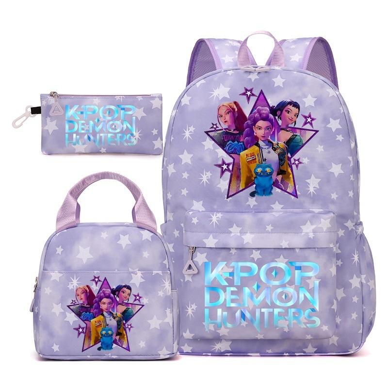 KPop Demon Hunters Student Backpack Crossbody Bag Casual Pencil Case Set of 3 Fashion Trendy Unisex