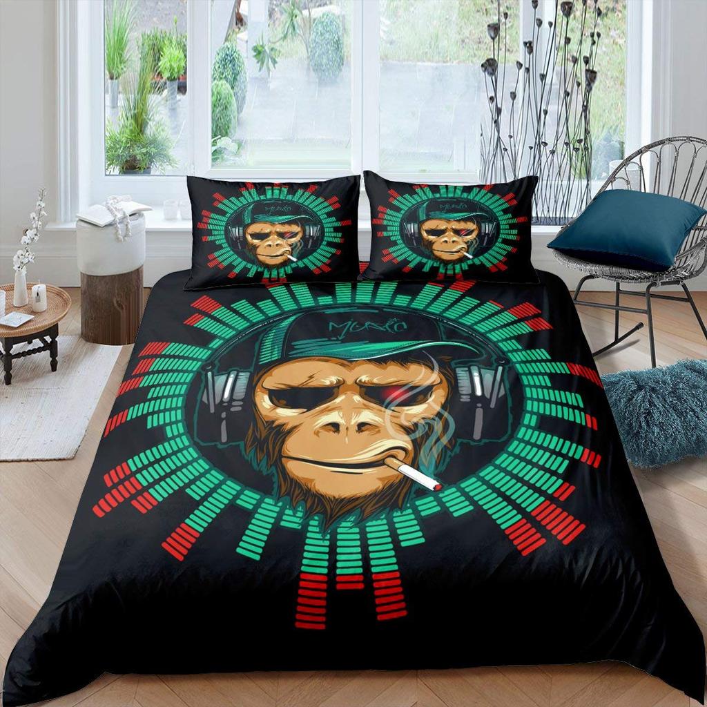 Comforter Orangutan Cute Monkey Bedding Set Palm Leaves Tropical Botanical Primitive Animal Comforter/