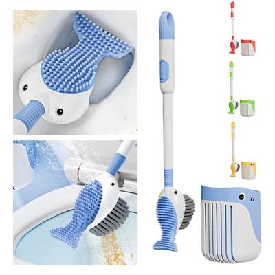 Squirt Whale Toilettenbürste 360-Grad-Reinigungsbürste mit Silikonkopf Aufhängeloch-Design Wandmontierte Toilettenbürste