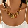 New Popular National Style Accessories Necklace Multi-pendant Gold-plated Retro Sun Flower Heart-shaped Stainless Steel Jewelry Jewelry