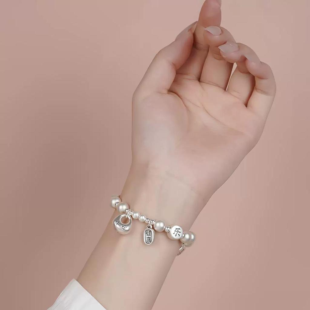 New Chinese Style Peace and Joy diy Silver bracelet, multi-strand bracelet, small fat lucky charm bracelet, fortune-bringing beads
