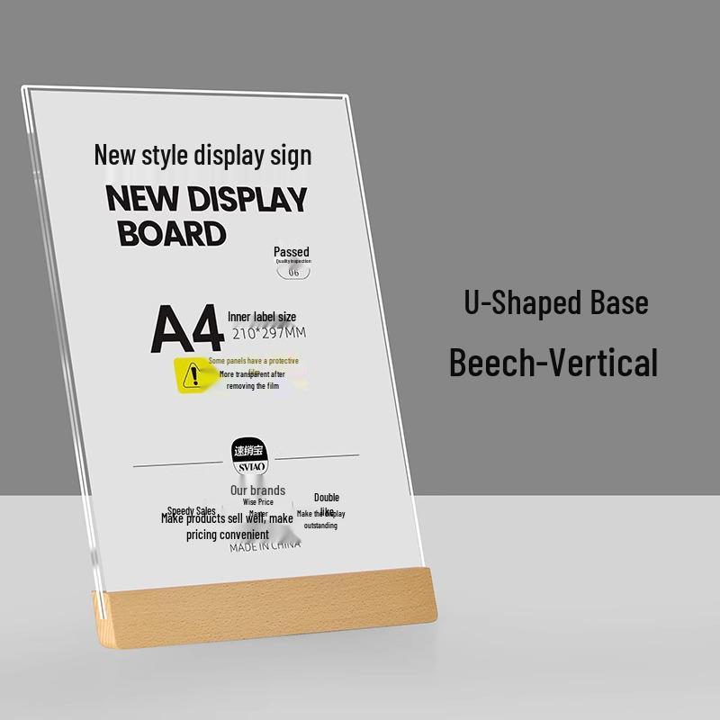 A4 Solid Wood Certificate Frame with Acrylic Cover, Desktop Display for Awards and Photos