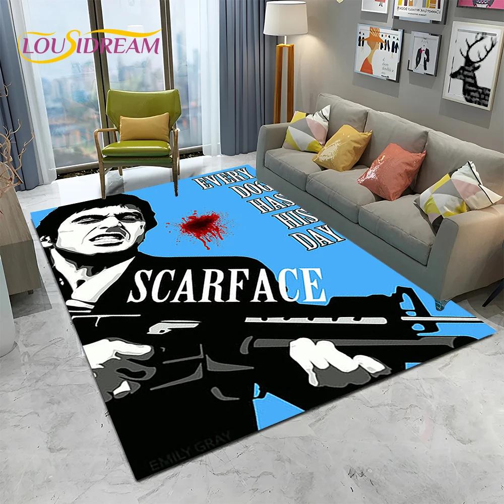 Scarface 3D Classic Film Tony Teppich für Zuhause Wohnzimmer Schlafzimmer Sofa Fußmatte Dekor, Kinder Spielbereich Teppich Rutschfeste Bodenmatte