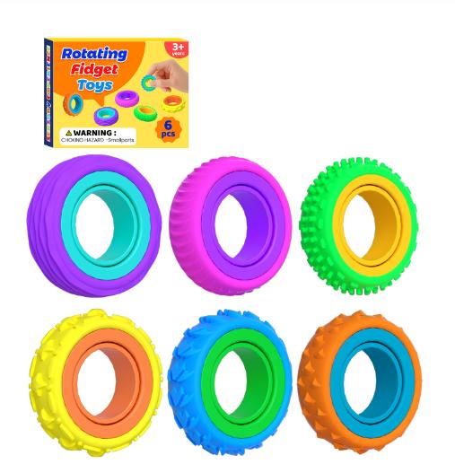 New 6Pcs New Fidget Toys Silicone Sensory Ring Silicone Decompression Toy Sensory Ring Party Entertainment Games Gift