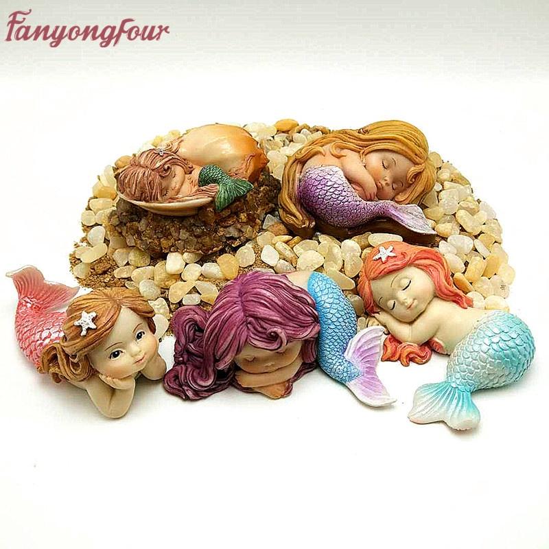 Marine Theme Fondant Silicone Mold Seashell Conch Mermaid Tail Starfish Coral DI