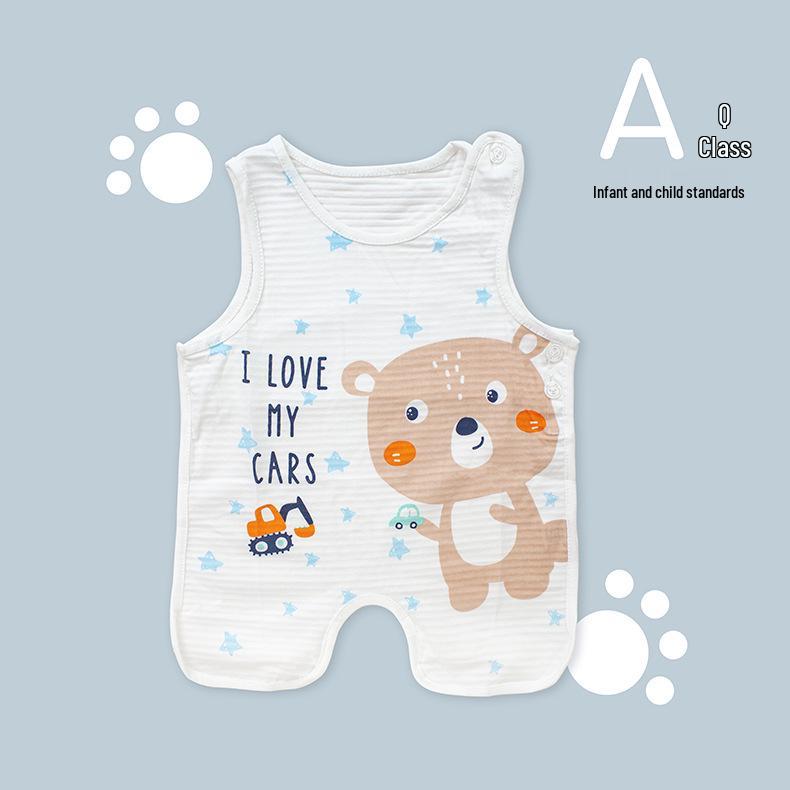 Bavoir d'été mignon Tao Baby en coton à demi-dos et leggings fins protecteur de ventre pour nouveau-nés