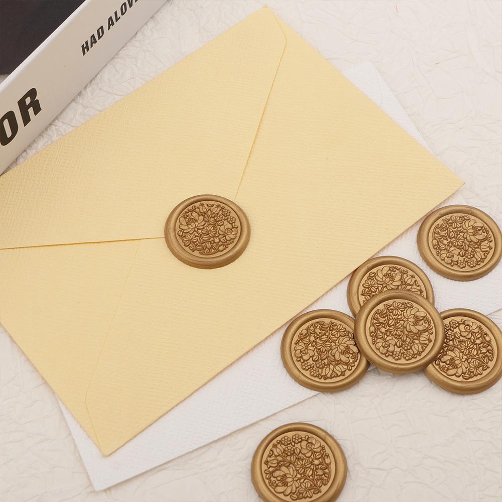 50cs Self-Adhesive Stickers 5 Colors Flowers Pattern Wax Seal Staickers Envelope Seal Sticker for Wedding Invitations Greeting