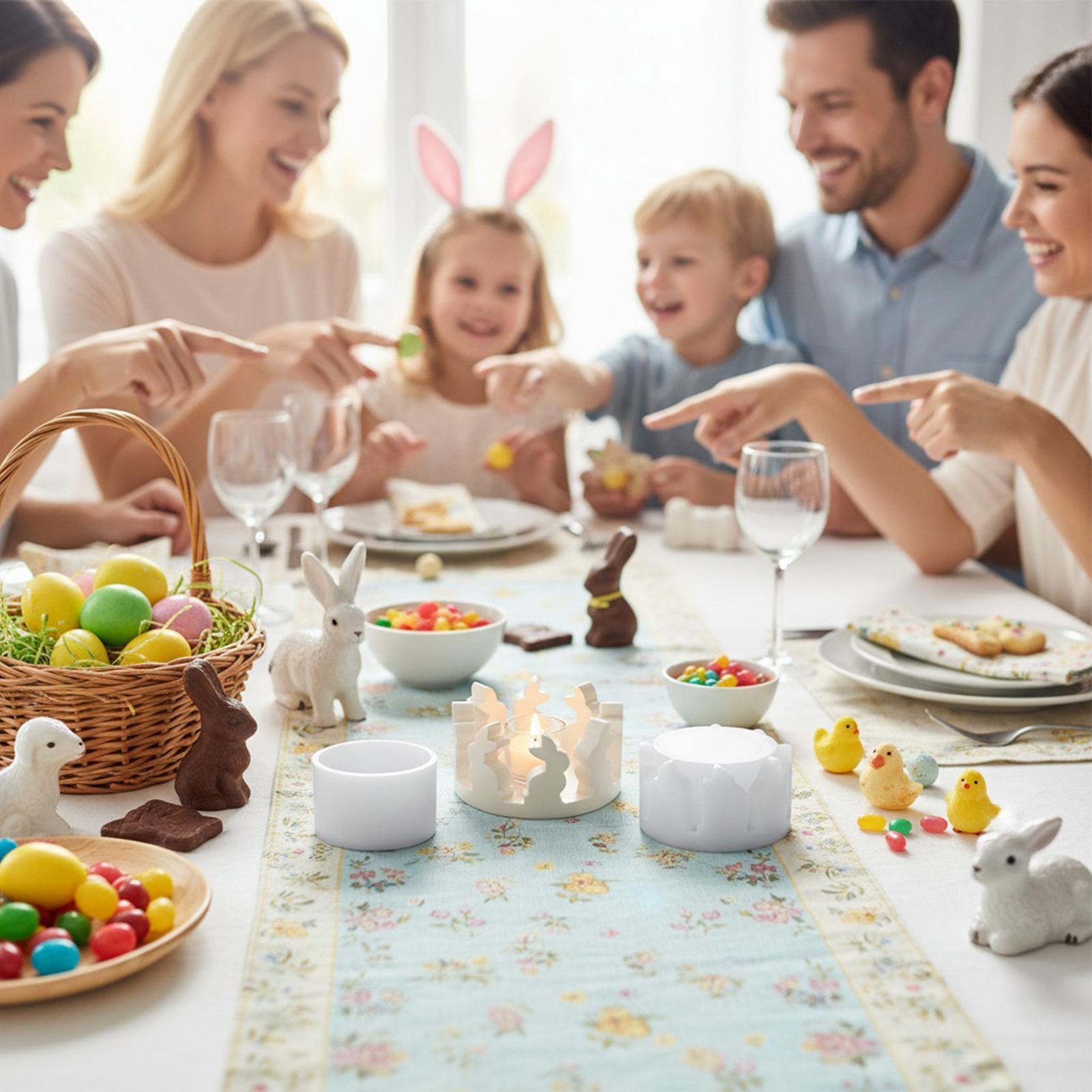 

Candle Holder Mold Easter Bunny Silicone Casting Mold Tabletop Centerpiece for Living Room Bedroom Kitchen Home Apartment CN