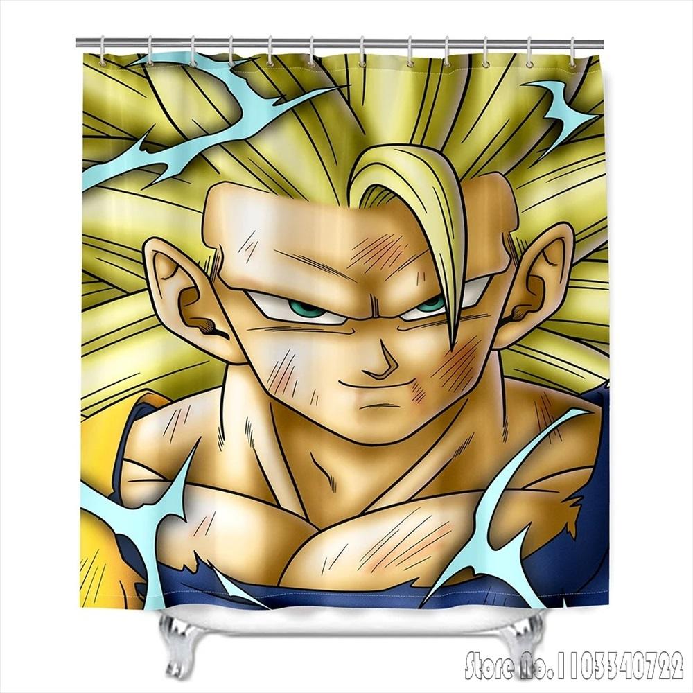 Anime Dragon Ball Burdock Broli Goku Vegeta Iv Bath Shower Curtain Waterproof 3D With Hooks For Kids Bathroom Bathtub Decoration