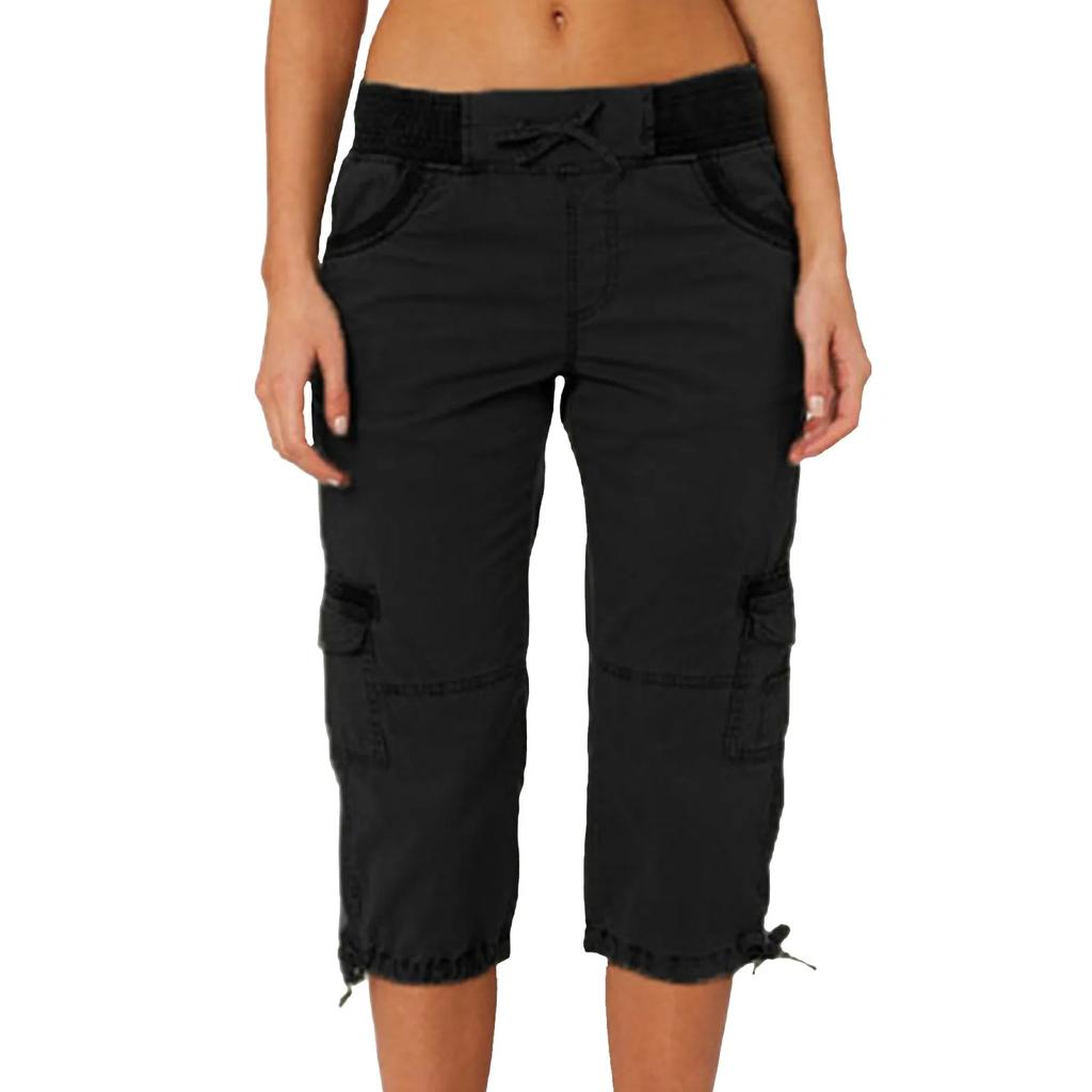 Kalhoty s mnoha kapsami Outdoor Y2k Kapsáče Dámské Streetwear Sportovní Zkrácené Kalhoty Kombinézy Tenké Volné Kapsáčové Šortky Pantalones