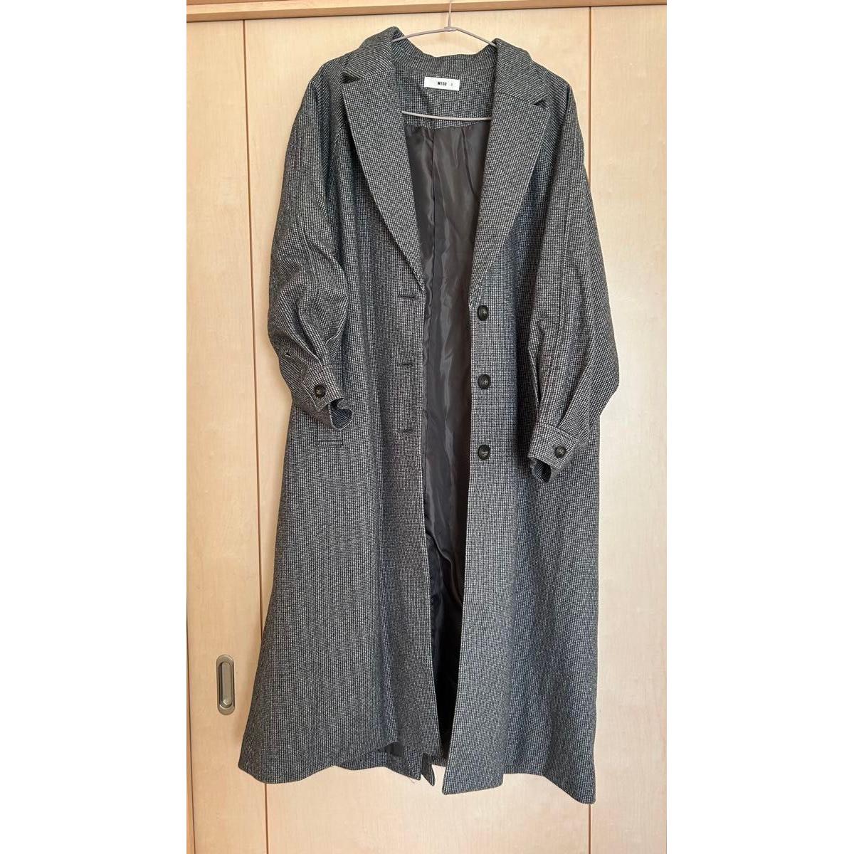 WEGO Long Coat Chester Coat Gray Plaid Ladies