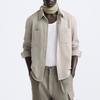 Zara Comfortable Casual Solid Color Pocket Detail Long Sleeve Shirt Men Shirts Gray 7484478-706