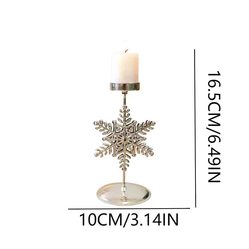 Holiday Tabletop Iron Candle Holder with Snowflake Design Providing Stable Support for Candles up to 2cm Diameter