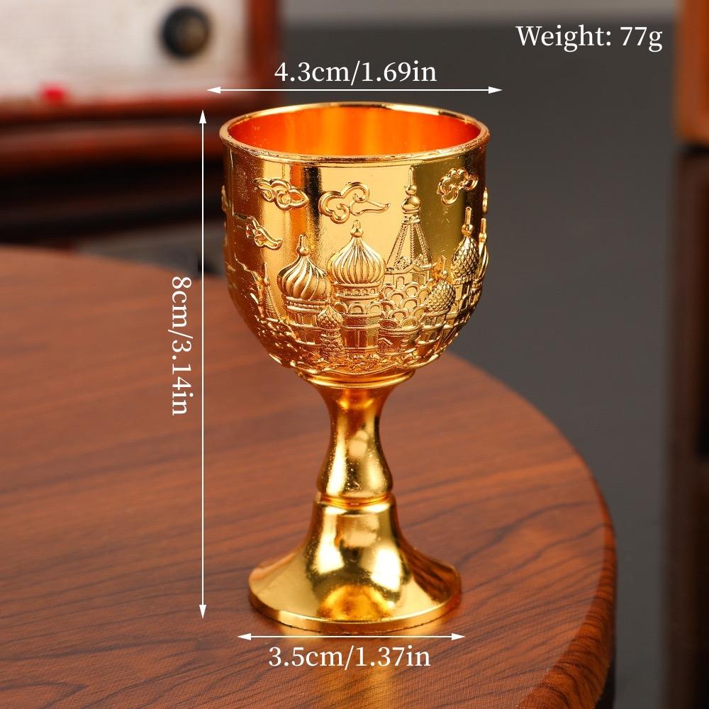 European Vintage Wine Glasses,Carved Castle 30 ml Mini Spirit Vodka Cup,Bronze Alloy Portable Spirits Goblet,Wedding Decoration