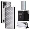 Cubic Grid Texture Flip Leather Phone Case