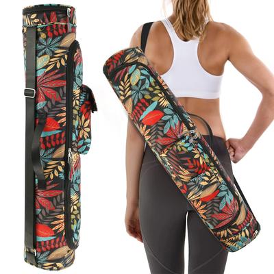 Portable 72cm Yoga Mat Bag with Adjustable Shoulder Strap and Storage Pocket Women Sports Gym Mat Bag Print Backpack Carrier Bag