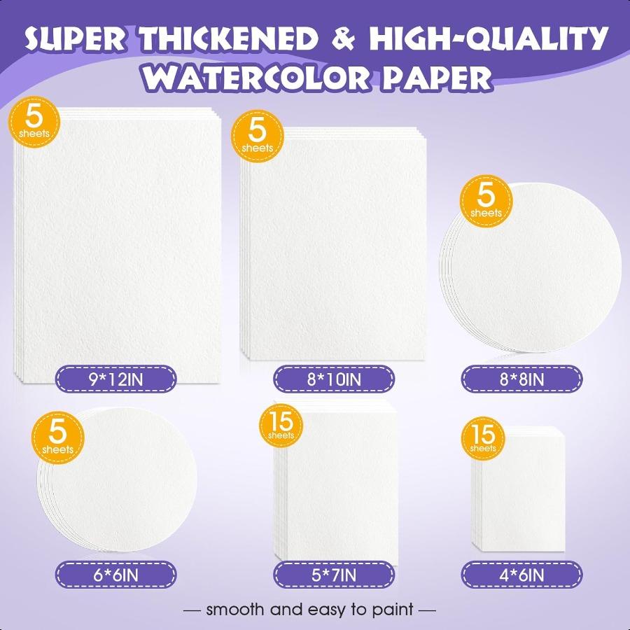 

AROIC 50 листов акварельной бумаги оптом 6 размеров 9 x 12 8 x 10 8 x 8 и т.д.. Бумага для акварели белая 300 г/м² для рисования, поделок, пап United States