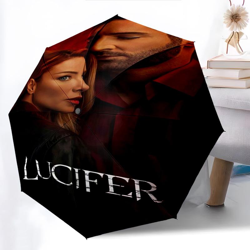 Supernatural Shadows Light Folding Umbrella Suitable for All Seasons 8 Paraphenoid Bones Printing Light Three Folds