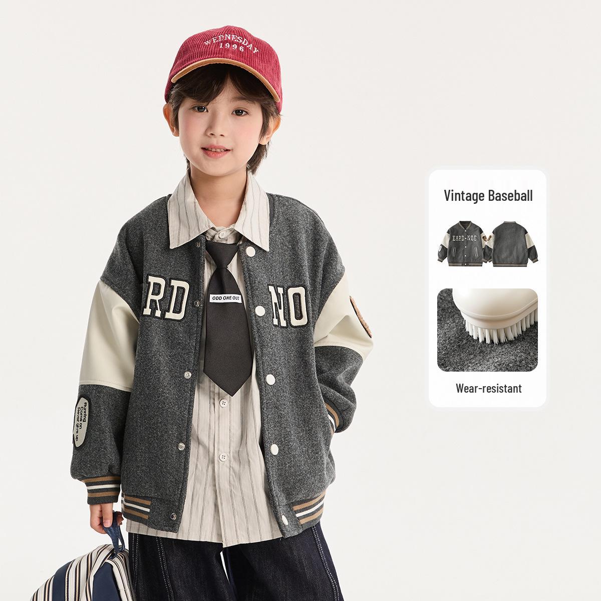 

Осень 2025 Куртка-бомбер для мальчиков в стиле сказки - Кардиган в корейском стиле 110 cm серый