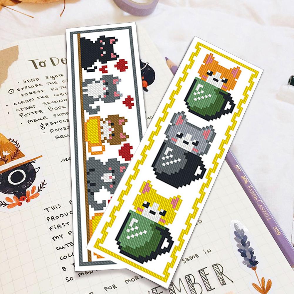 6Pcs DIY Cotton Single-Sided Stamped Needlepoint Bookmark Kit for Adult Embroidery Bookmark Cross Stitch Craft Kits 18.5x11.02in