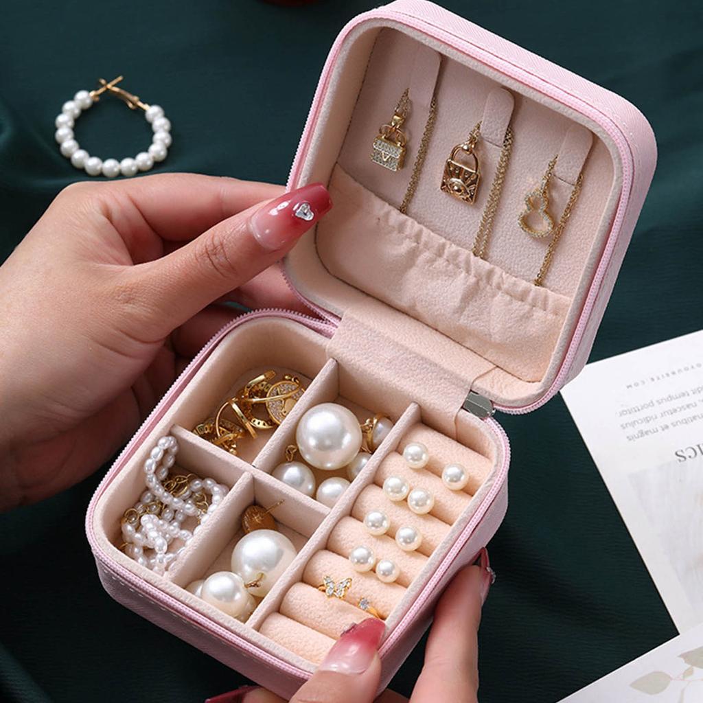 Rese Smyckesorganisatör för Kvinnor Flickor Läder Enkel Förvaringslåda för Halsband Örhängen Armband Ringar Fodral