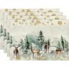 Winter Christmas Placemat with Red Checkered Print Vintage Christmas Candlelight Dinner Mat Restaurant Family Holiday Decoration