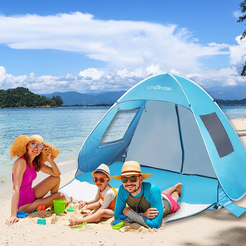 Automatic Double Person Tent with Sunshade & Easy Setup for Beach, Park, & Fishing