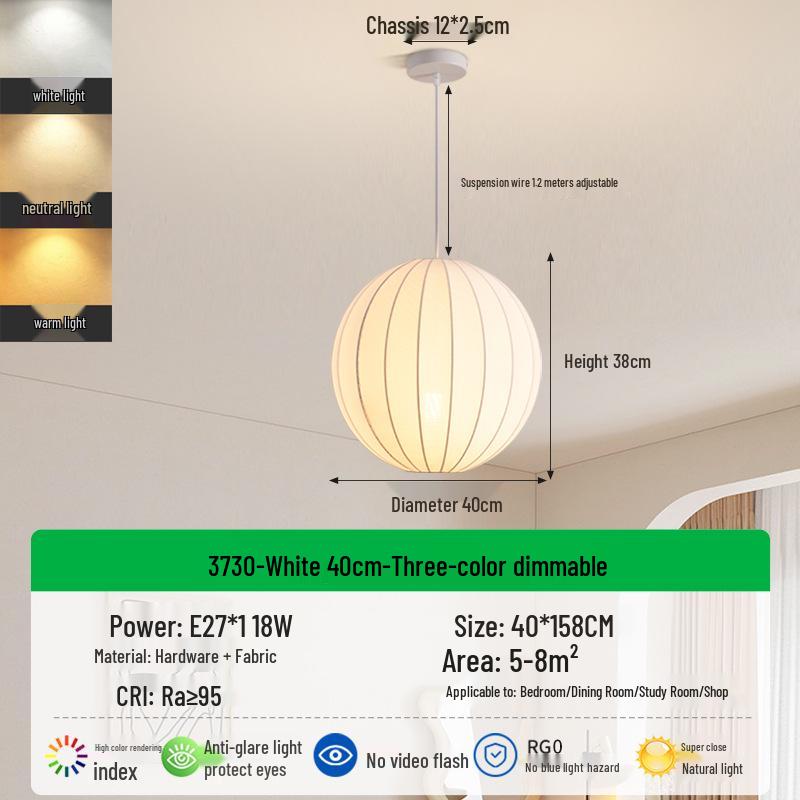 Wabi-Sabi Style Pendant Light: Japanese Fabric Lantern for Dining & Bedroom