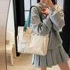 Casual Lightweight Eco Bag Embroidery Cat Nylon Shoulder Bag Portable Nylon Tote Bag  Women