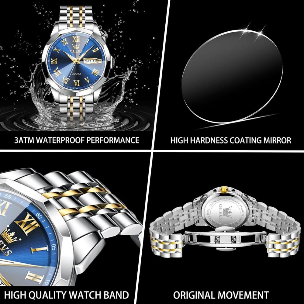 Xqiyi Men S Waterproof Analog Quartz Watch Blue Day Date buSineSS Blue Dial